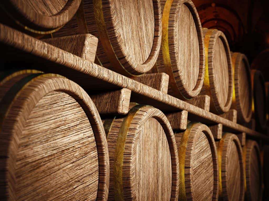 barrels at the winery